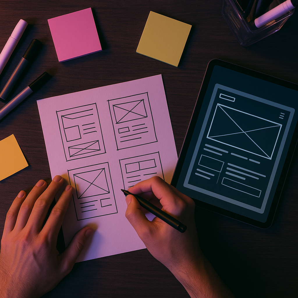 Estudiante trabajando en un tablero de Figma con anotaciones y comentarios de feedback